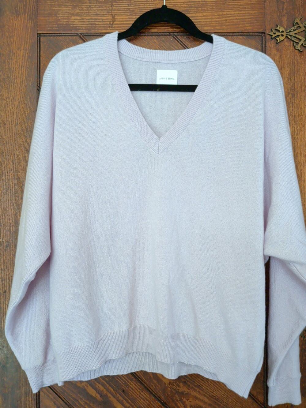 ANINE BING Lilac Purple V-Neck Dolman Sleeve Cashmere XS S Sweater ISSUES